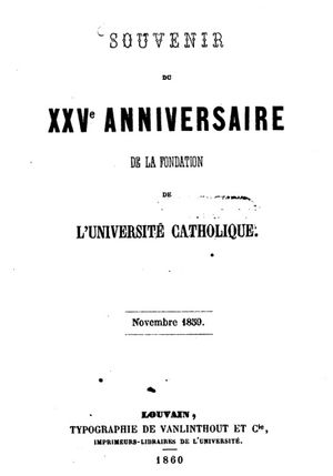 1859년 11월 3일 루뱅 가톨릭 대학교 설립 25주년 기념 책자