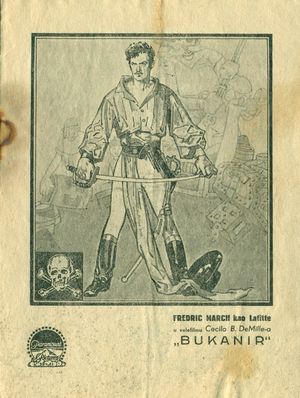 1940, 프레드릭 마치, 영화 해적의 오리지널 프로그램에서 장 라피트 역, 마케도니아 (유고슬라비아 왕국)의 프릴레프 지역 영화관에서 상영