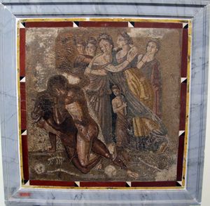 키에티의 모자이크, 테세우스가 미노타우로스와 싸우는 모습, 나폴리 국립 고고학 박물관, 기원전 1세기 – 서기 1세기