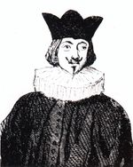 왕관과 흰색, 주름 장식이 달린 칼라를 착용한 남자의 스케치