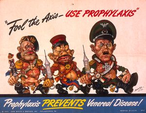 1942년 미국 선전 포스터 Fool the Axis Use Prophylaxis