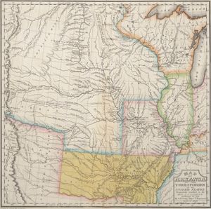 스티븐 해리먼 롱의 1822년 지도, 아칸소 준주의 지리적, 통계적, 역사적 지도