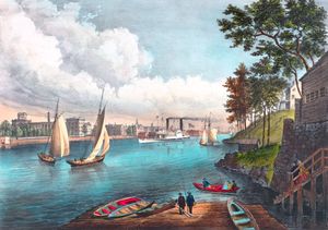 1862년경 이스트 강에서 바라본 블랙웰 섬(현재 루스벨트 섬)