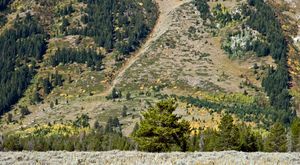 잭슨홀을 형성한 주요 원인 중 하나인 티턴 단층의 단층 절벽