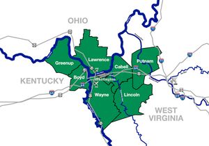 헌팅턴-애슐랜드 대도시권 지도