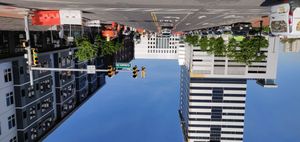 캠던 타워(왼쪽), 아메리칸 워터 본사(중앙), 11 Cooper St 아파트(오른쪽)의 모습