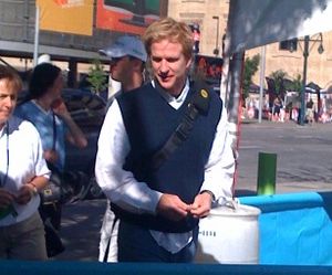 2008년 미국 민주당 전당대회에서 자전거 공유 행사에 참여한 모딘