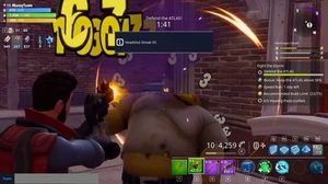 플레이어 캐릭터가 좀비와 유사한 생물체로부터 폭풍 방어막을 방어하는 모습