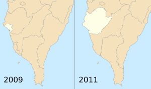2010년 12월 25일 전후 타이난 시 지도