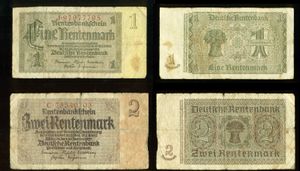 1937년 1월 30일 – 1 렌텐마르크와 2 렌텐마르크 지폐, 일련번호 8자리