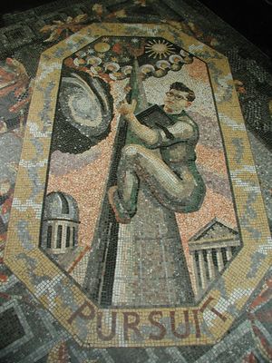 보리스 안레프가 제작한 모자이크로, 내셔널 갤러리 (런던)에 있으며, 프레드 호일이 책을 팔에 끼고 별을 향해 오르는 높은 굴뚝 작업자로 묘사되어 있다.