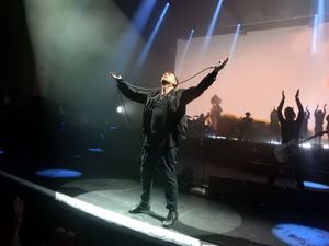 2017년 6월 런던 브릭스턴 아카데미에서 고릴라즈와 함께 무대에 오른 알반