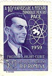 Romania에서 발행한 Frédéric Joliot-Curie ("세계 평화 운동 10주년") 기념 우표