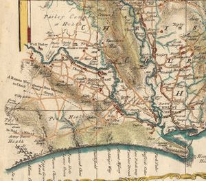 아이작 테일러가 그린 1759년 햄프셔 지도 중 본강 하구 주변 지역