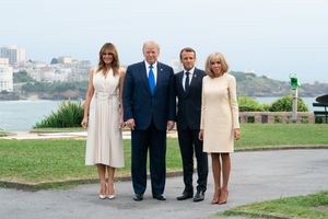 2019년 G7 정상회의에 참석한 마크롱 부부와 트럼프 부부