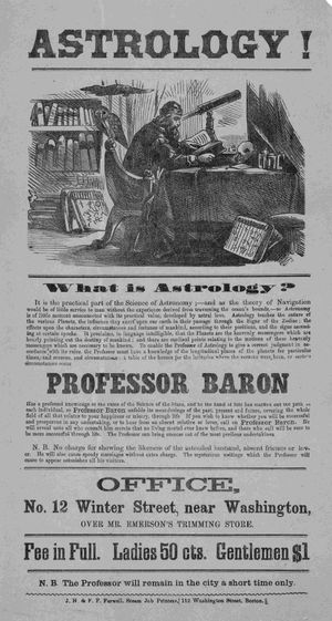 점성술사 광고(미국, 1863년)