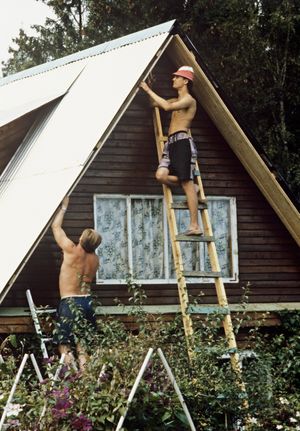 모스크바 근교의 다차 협동조합에서 시골집의 판자 대기, 1993년 7월