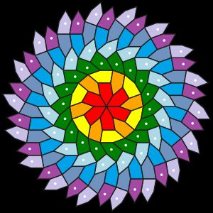 Hirschhorn의 예. 6회 회전 대칭을 갖지만, 평행 이동에 의한 주기성을 갖지 않는다.