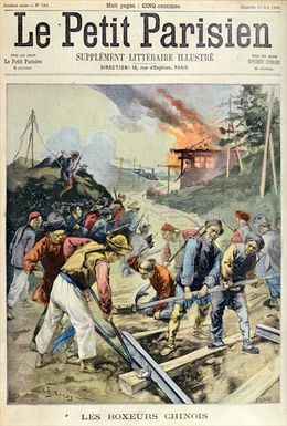 'Le Petit Parisien'지 신문 삽화. 의화단원들이 철도를 파괴하는 모습.
