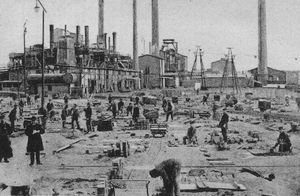 아이슬레벤 인근의 4기의 용광로, 광재 적치장, 1895년경