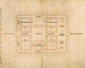 에를랑겐 노이슈타트의 가장 오래 보존된 디자인으로, 요한 모리츠 리히터가 그린 붉은 펜 드로잉(1686)