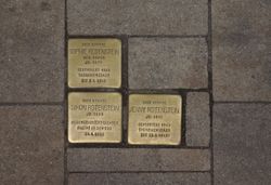 Stolpersteine (잊혀지지 않는 돌) - 에를랑겐 63번지 건물 앞에 있는 살해된 에를랑겐 유대인들의 이름이 새겨져 있다.