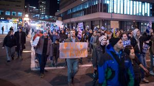 2016년 11월 9일 미네소타주 세인트폴에서 열린 트럼프 반대 시위