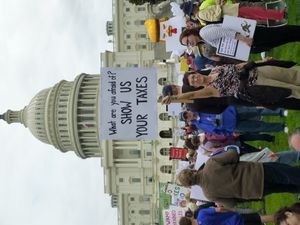 Tax March 시위대가 미국 국회의사당에 모였다.