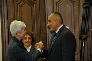 2010년 9월 메이세에서 열린 EPP 정상 회담에서 불가리아 총리 보이코 보리소프와 코소르