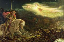 아서 휴즈(Arthur Hughes)의 작품, 성배 탐구(Sir Galahad, the Quest for the Holy Grail)(1870)