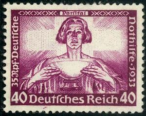 1933년 독일 우표에 묘사된 성배