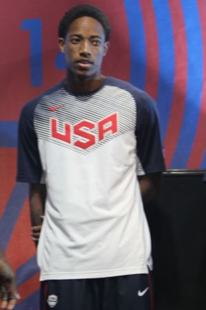 2014 월드 농구 페스티벌에서 미국 대표팀과 함께한 더마 더로전