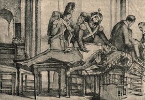 당시 판화에 묘사된 모르티에 원수의 죽음