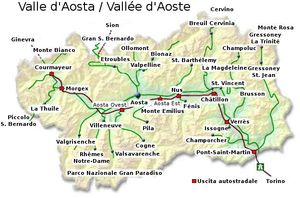 아오스타 계곡 지도