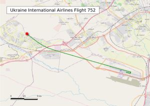 우크라이나 국제항공 752편 비행 경로