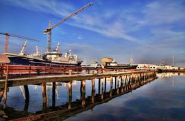 스카겐 항구의 부두