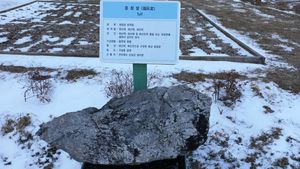 야외 전시장의 응회암