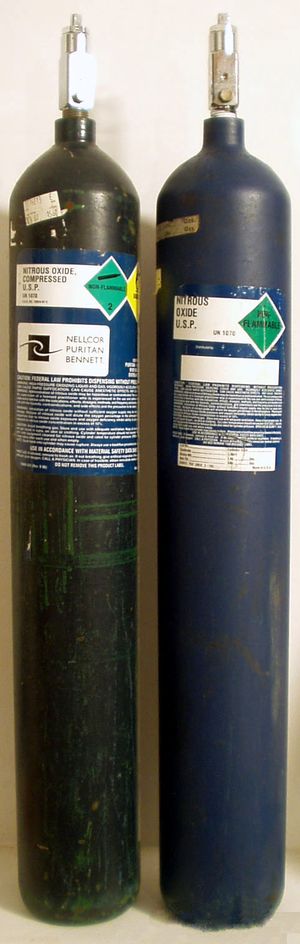 치과에서 사용되는 의료용 아산화 질소(N₂O) 탱크