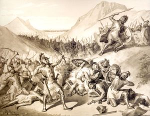 하이크가 화살로 벨을 물리치다.