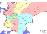 1708년 러시아 제국 영토 - 왼쪽 하단의 노란색이 키예프 현