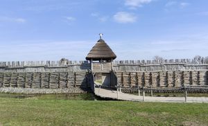 8세기경 루사티아 문화의 재건된 비스쿠핀 요새 정착지.