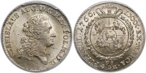 스타니스와프 아우구스트 포니아토프스키의 초상이 새겨진 즈워티 동전, 1766년