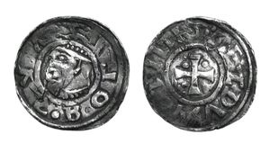 볼레스와프 1세(Bolesław I the Brave) 통치 시기 폴란드에서 주조된 동전, CIVITAS GNEZDVM 각인, c. 992–1000