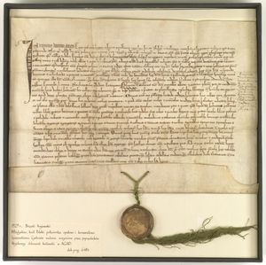 브와디스와프 1세가 1325년 비셰보의 시토회 수도원에게 독일법에 따른 권리와 비셰보 수도원의 소유를 계속 확인하는 칙령.