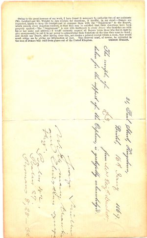 조지 뮐러가 발행한 영수증 양식