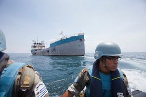 2012년 3월, 탕가니카 호수를 순찰 중인 우루과이 강변 부대원들