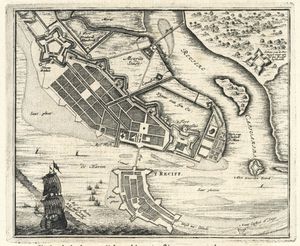 헤시피와 마우리츠스타트 지도, 약 1682년, Weduwe van Jacob van Meurs(출판사)