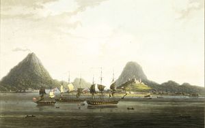 1810년 8월 9일 영국군이 점령한 반다 네이라 섬의 모습