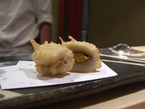 가리비 덴푸라와 성게알