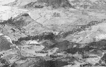 1885년 1월 4일, 누이밥의 프랑스 진지에서 청나라 요새를 본 광경